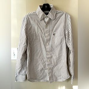 American Eagle - White w/ Brown Stripe Button Down Shirt - Small